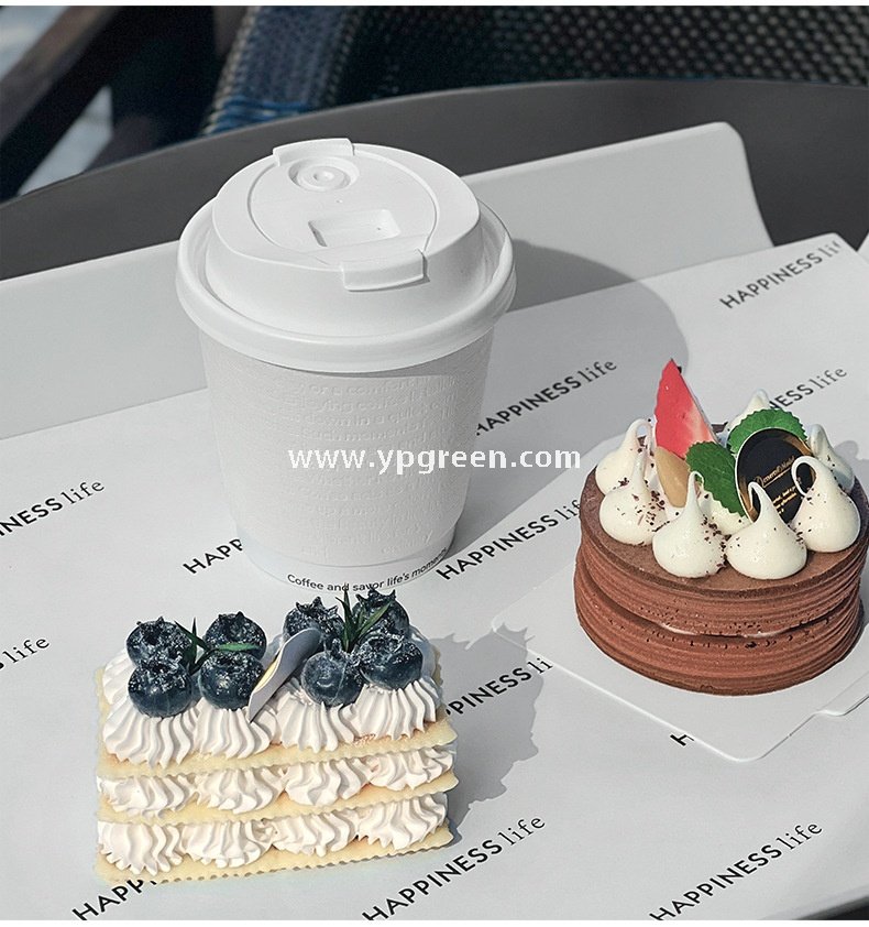 300ml / 10oz Deep Embossed White Coffee Cups – Textured Disposable Paper Cups for Takeaway & Custom Branding
