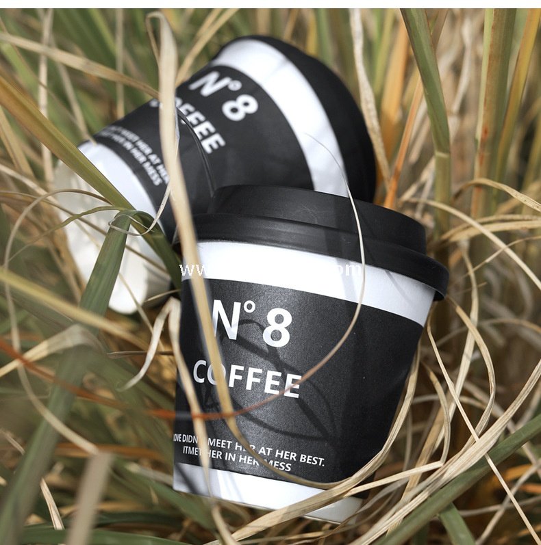 8oz / 12oz Black Paper Coffee Cups – 280ml / 400ml Disposable Cups with Custom Logo for Takeaway