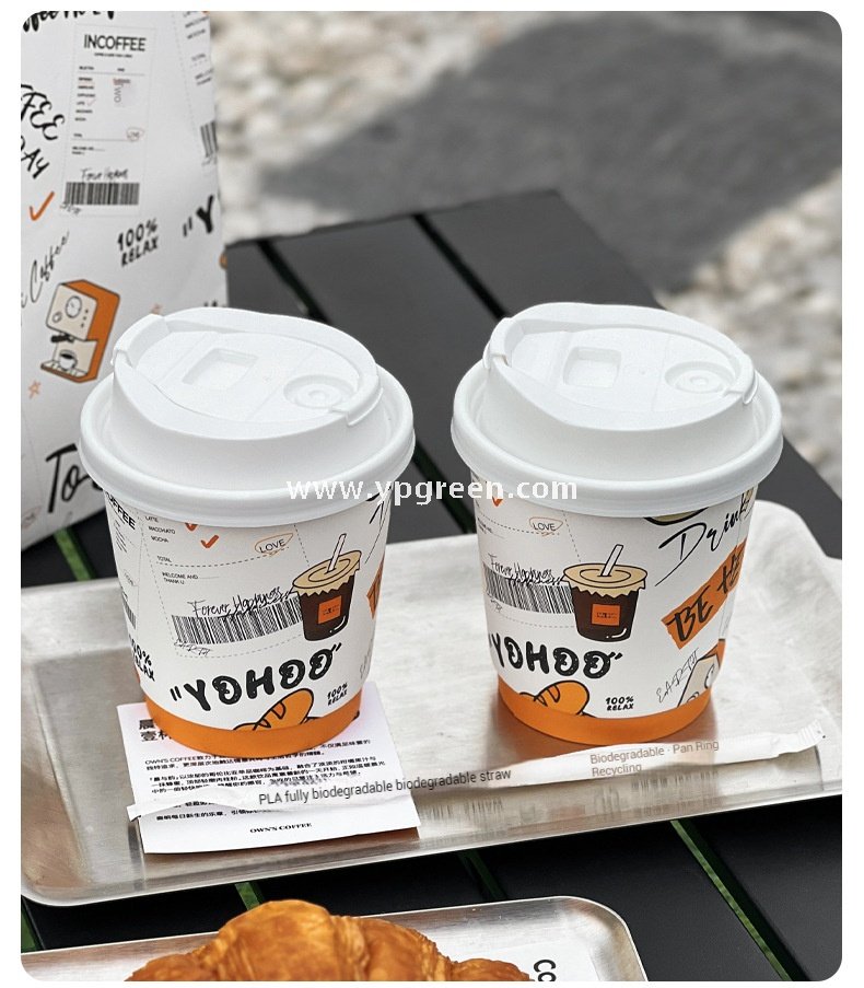 330ml Custom Branded To-Go Coffee Cups – Heat-Resistant Paper with Lid, Logo & Cartoon Printing