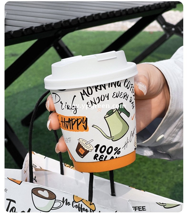 330ml Custom Branded To-Go Coffee Cups – Heat-Resistant Paper with Lid, Logo & Cartoon Printing
