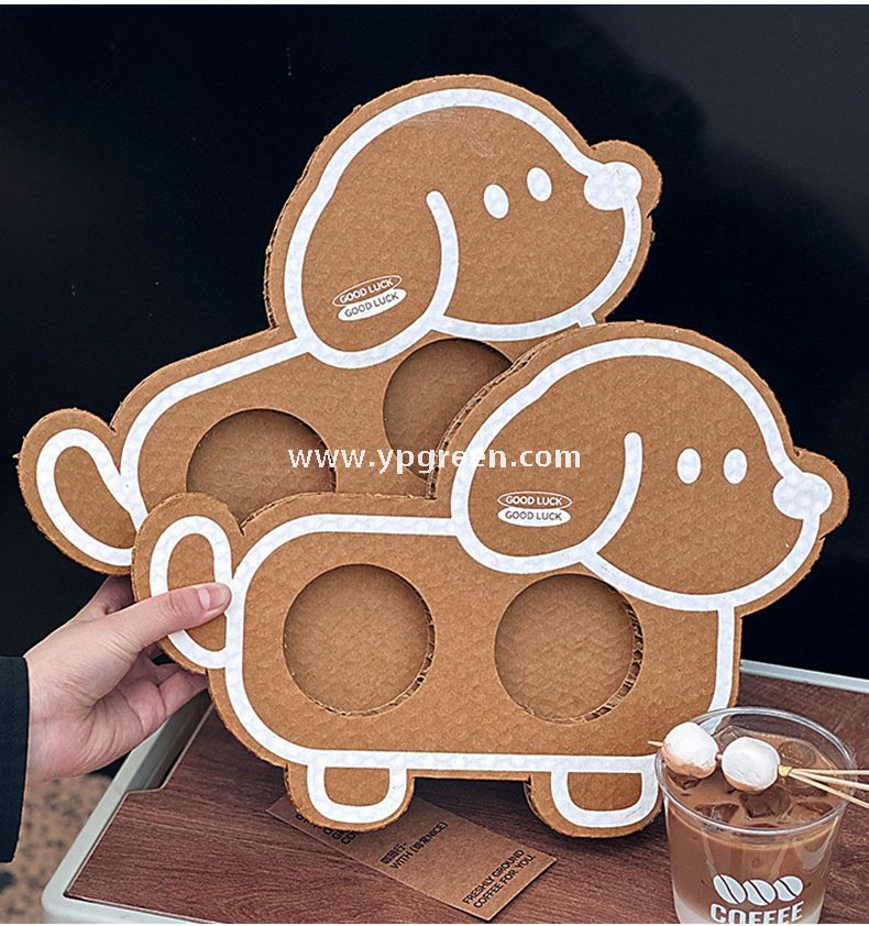 Cute Animal-Shaped Coffee Cup Trays – 3/4 Cup Disposable Paper Holders in Dog & Cat Designs