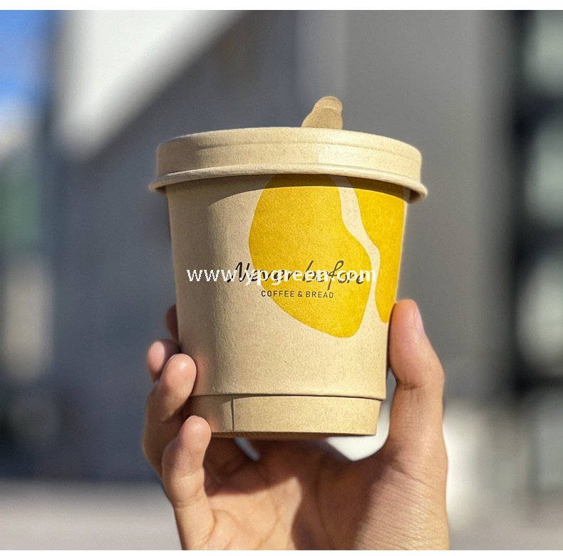 Eco-Friendly Bamboo Fiber Coffee Cups – 330ml Double Layer Hot Drink Cups with Hollow Thermal Ring