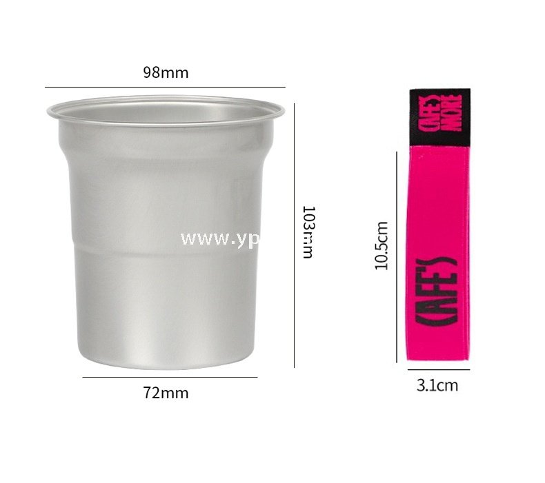 500ml Brushed Silver Aluminum Coffee Cups – High-End Disposable Cups for Milk Tea & Takeaway