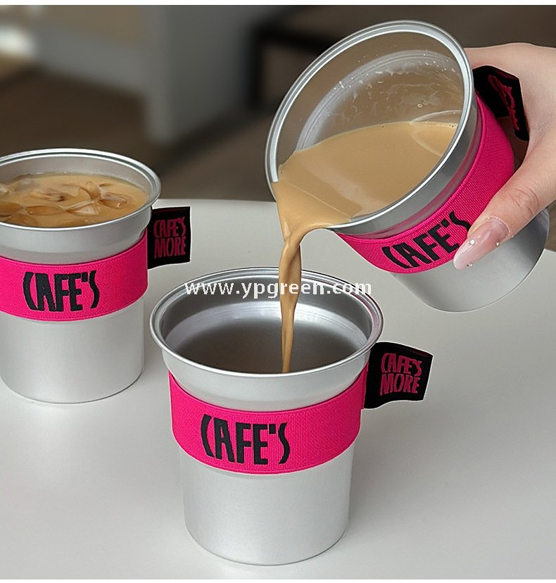500ml Brushed Silver Aluminum Coffee Cups – High-End Disposable Cups for Milk Tea & Takeaway