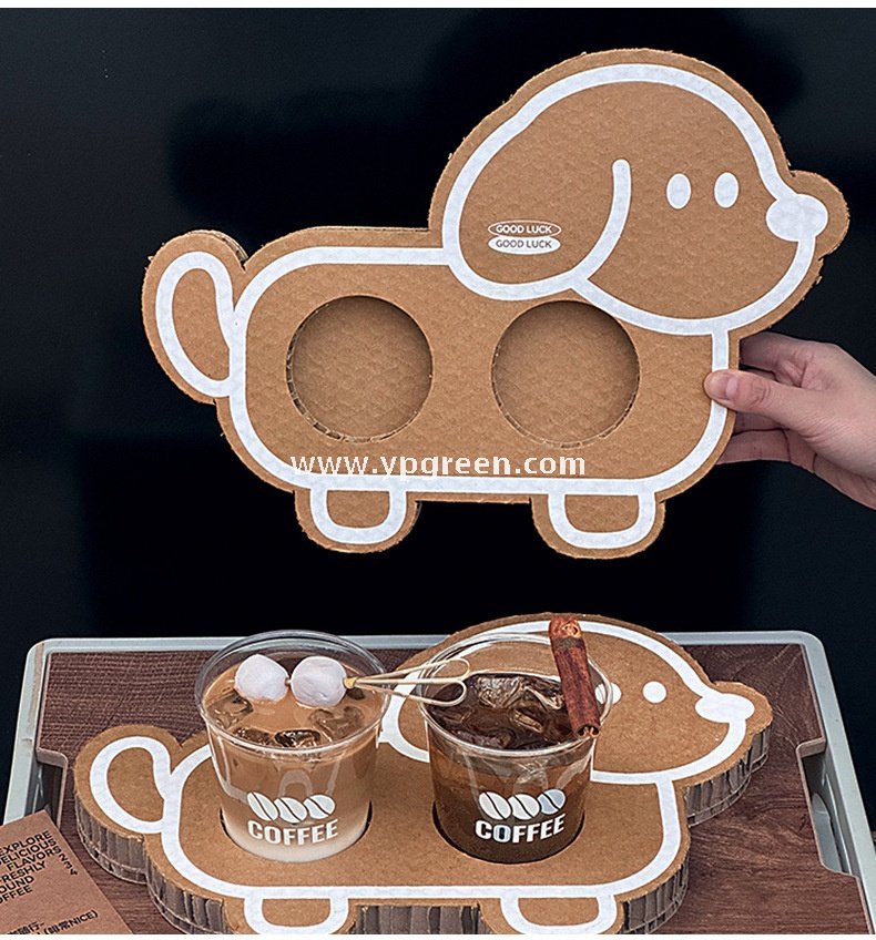Cute Animal-Shaped Coffee Cup Trays – 3/4 Cup Disposable Paper Holders in Dog & Cat Designs