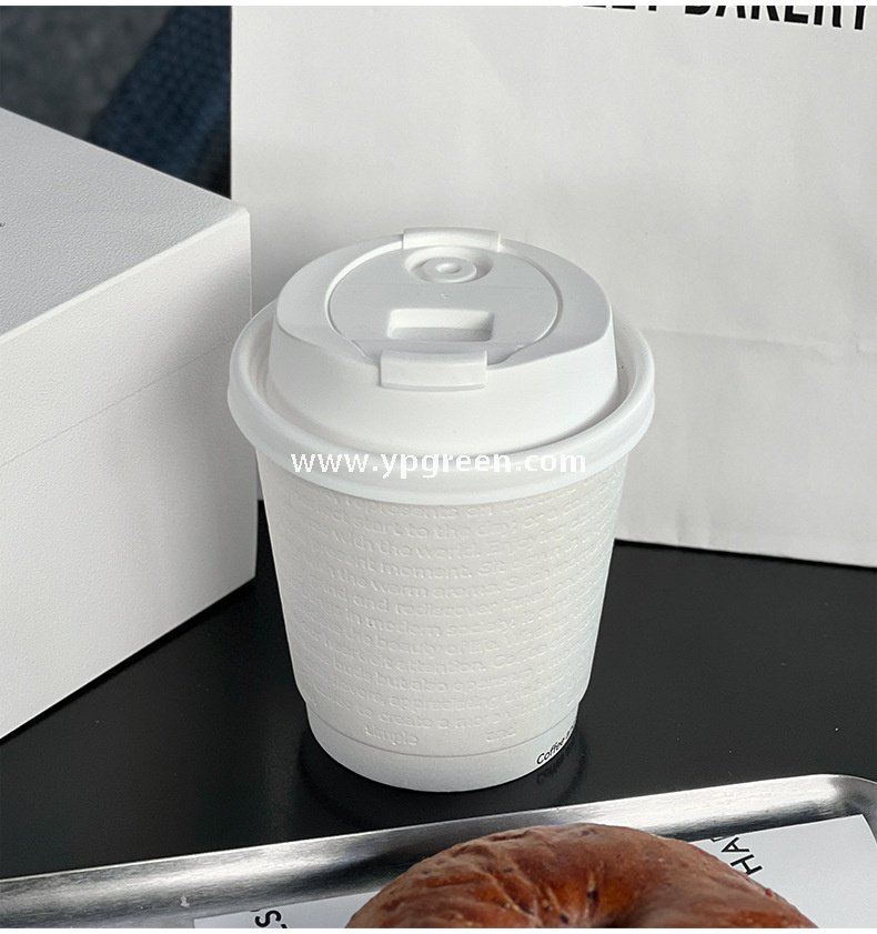 300ml / 10oz Deep Embossed White Coffee Cups – Textured Disposable Paper Cups for Takeaway & Custom Branding