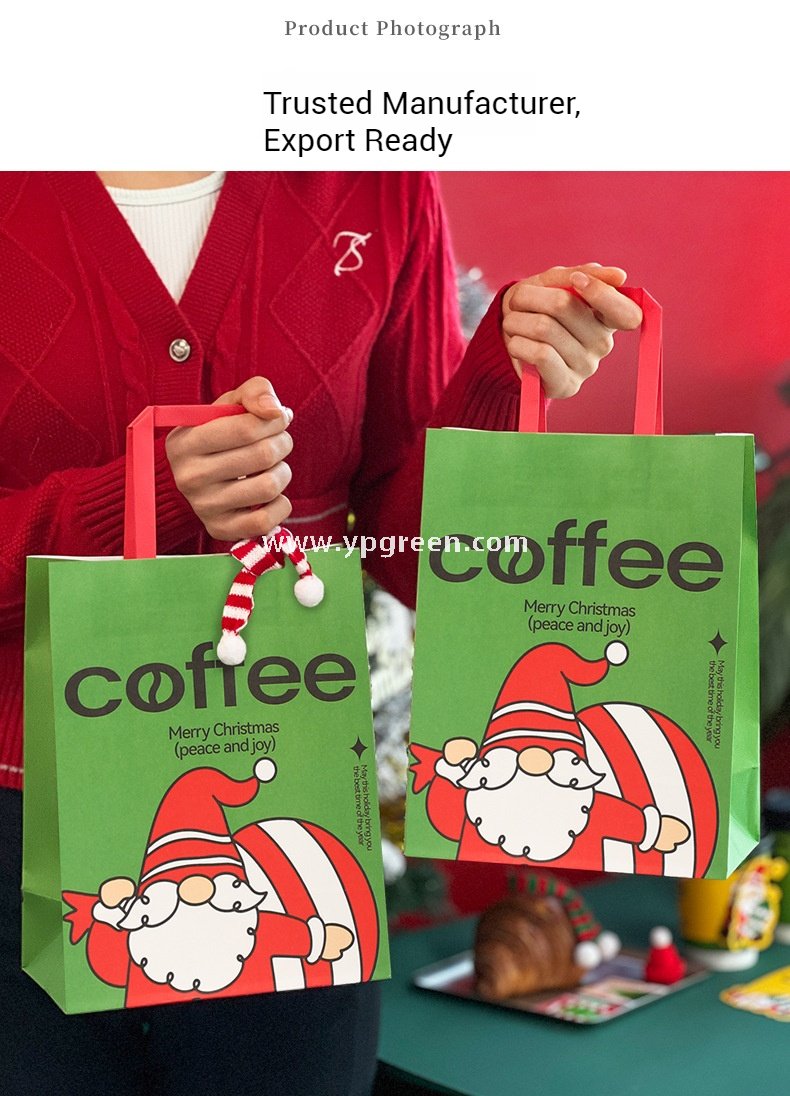 12oz / 400ml Christmas Coffee Cups with Sleeves & Bags – Santa Claus Holiday Design for Takeaway