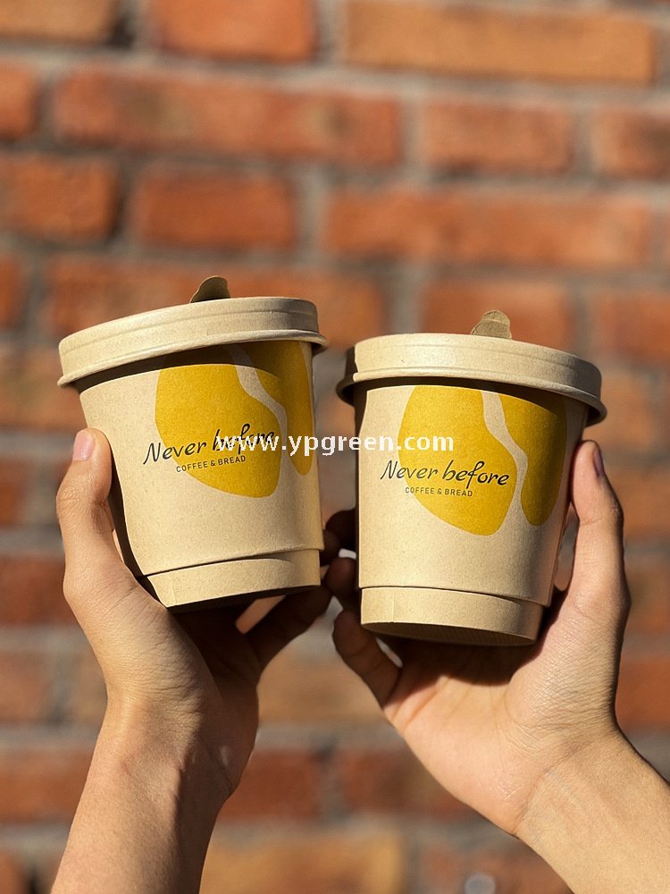 Eco-Friendly Bamboo Fiber Coffee Cups – 330ml Double Layer Hot Drink Cups with Hollow Thermal Ring