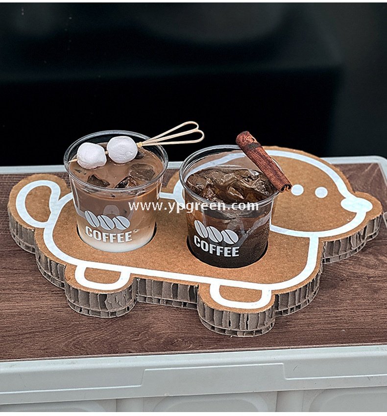 Cute Animal-Shaped Coffee Cup Trays – 3/4 Cup Disposable Paper Holders in Dog & Cat Designs