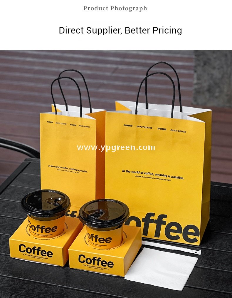 Yellow Sandwich & Coffee Tray Box – Integrated Paper Combo Container with Cup Holder
