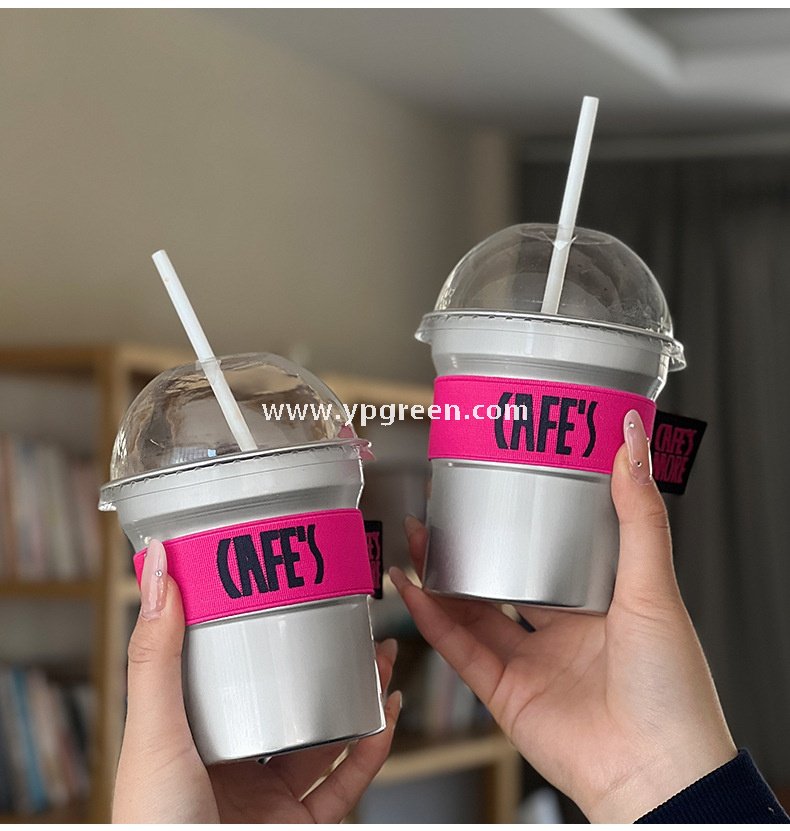 500ml Brushed Silver Aluminum Coffee Cups – High-End Disposable Cups for Milk Tea & Takeaway