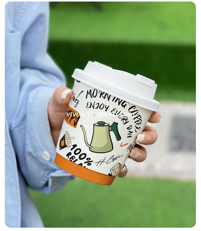 330ml Custom Branded To-Go Coffee Cups – Heat-Resistant Paper with Lid, Logo & Cartoon Printing