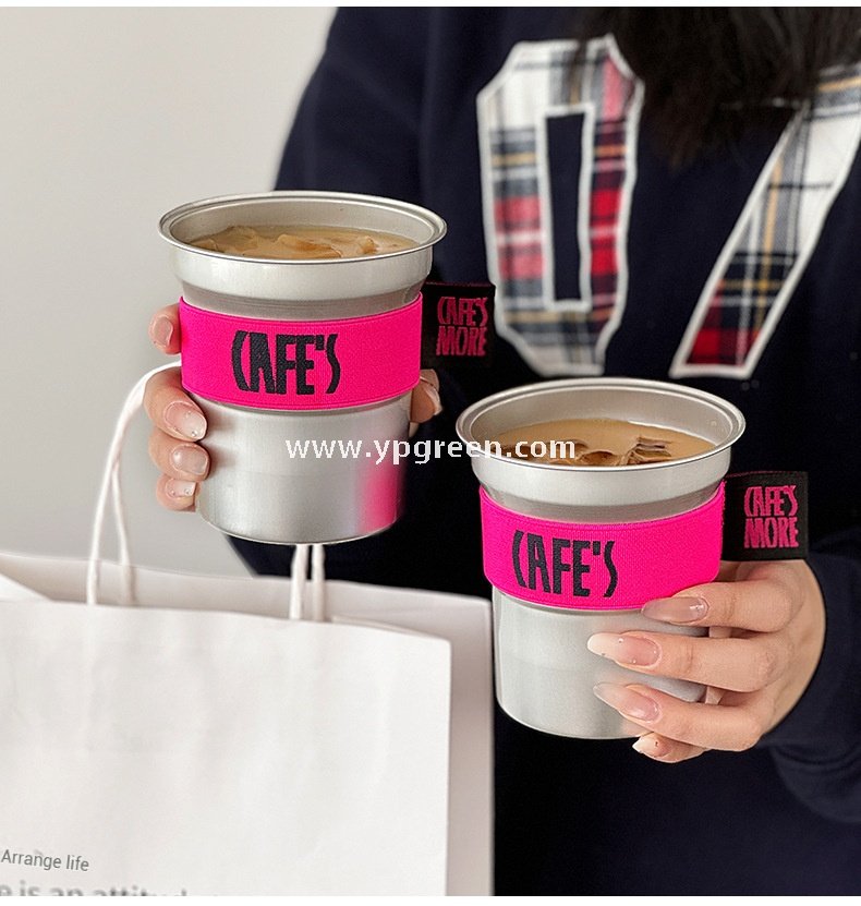 500ml Brushed Silver Aluminum Coffee Cups – High-End Disposable Cups for Milk Tea & Takeaway