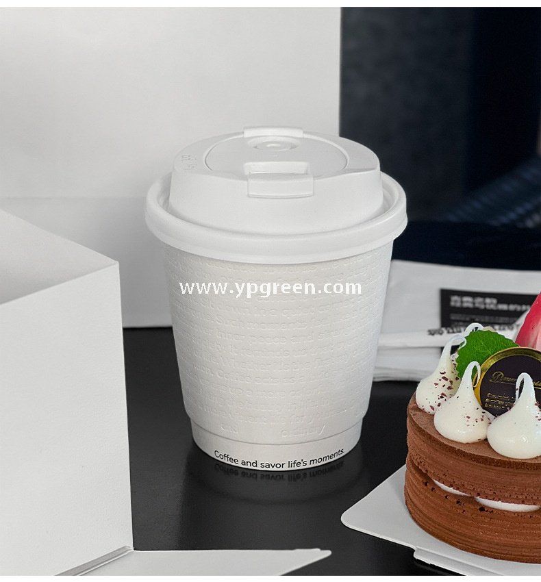 300ml / 10oz Deep Embossed White Coffee Cups – Textured Disposable Paper Cups for Takeaway & Custom Branding