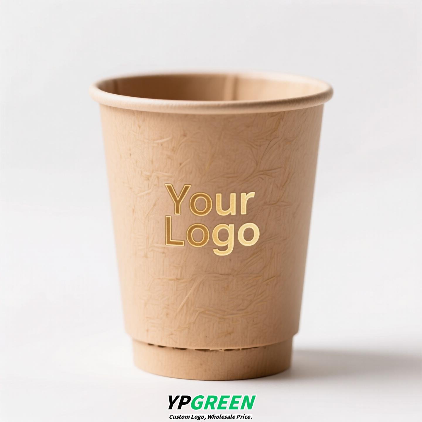 330ml Bamboo Pulp Hollow Paper Cup | Disposable Coffee Cup | Thickened Kraft Milk Tea Cup