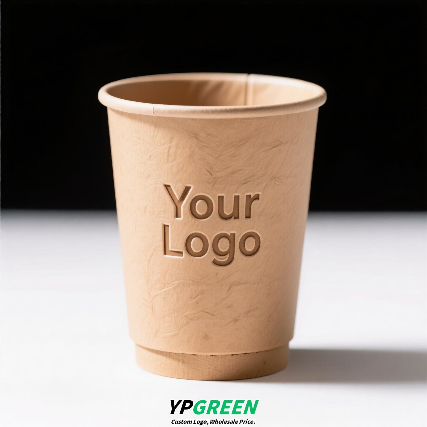 330ml Bamboo Pulp Hollow Paper Cup | Disposable Coffee Cup | Thickened Kraft Milk Tea Cup