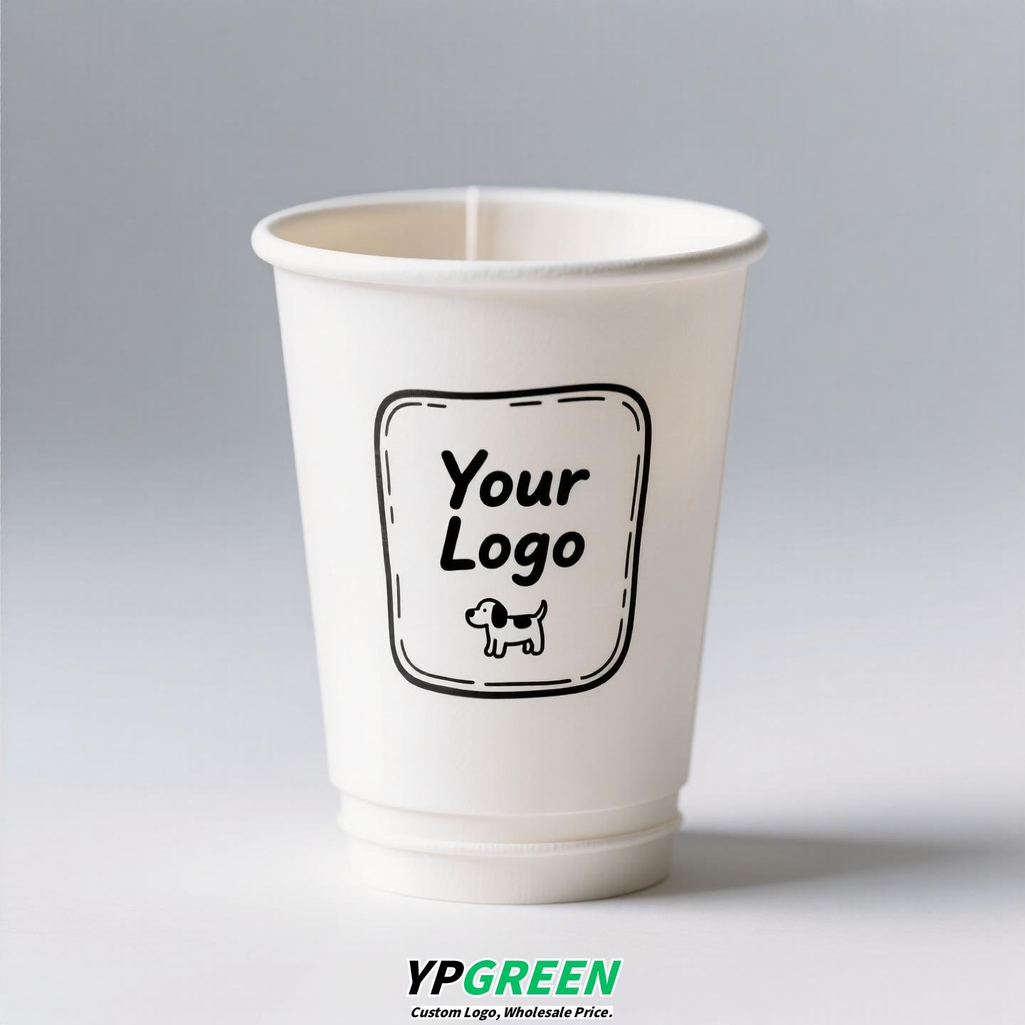12oz 400ml Dog Pattern Double PE Coated Paper Cup | Hollow Insulated Coffee Cup | Cold & Hot Drink Disposable Cup