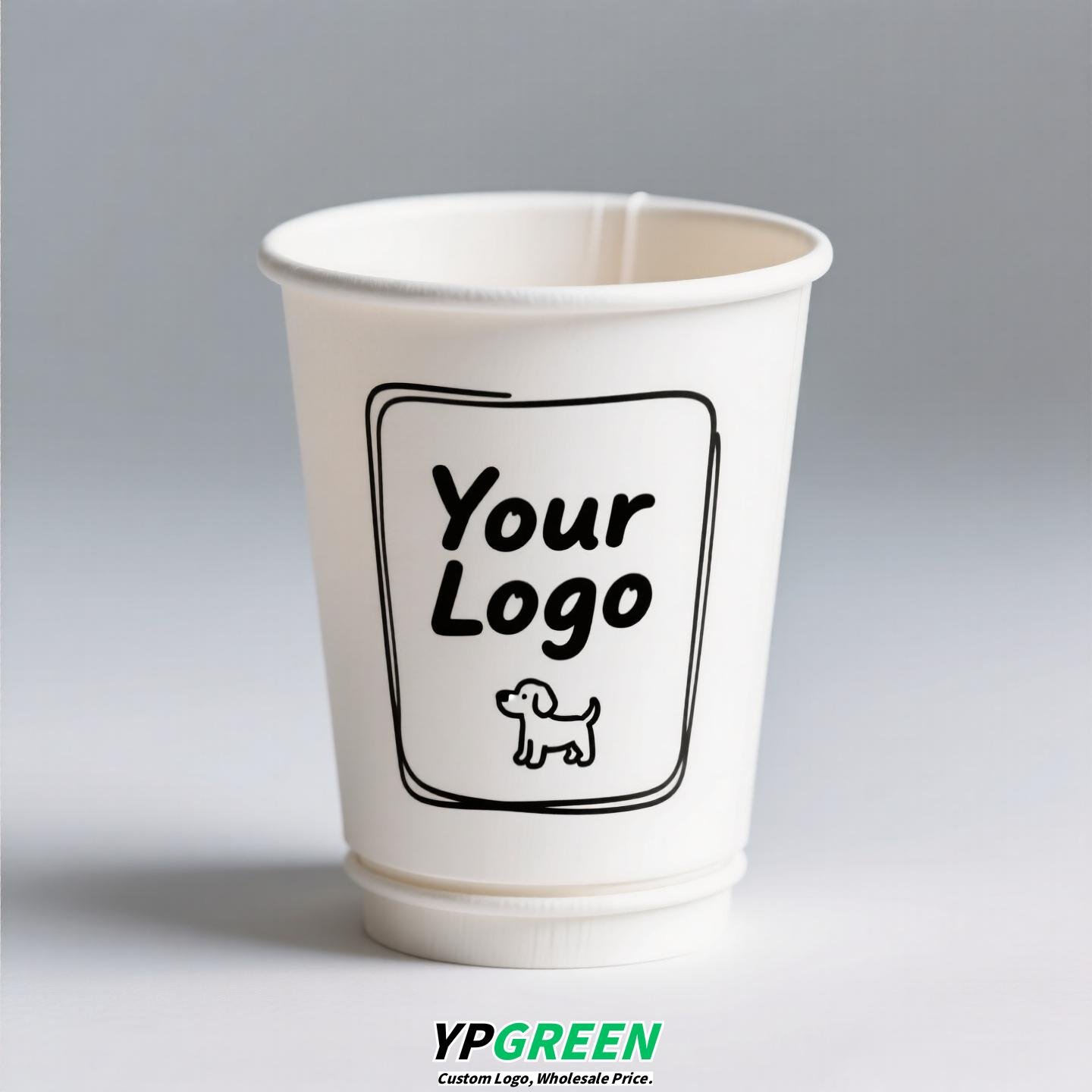 12oz 400ml Dog Pattern Double PE Coated Paper Cup | Hollow Insulated Coffee Cup | Cold & Hot Drink Disposable Cup