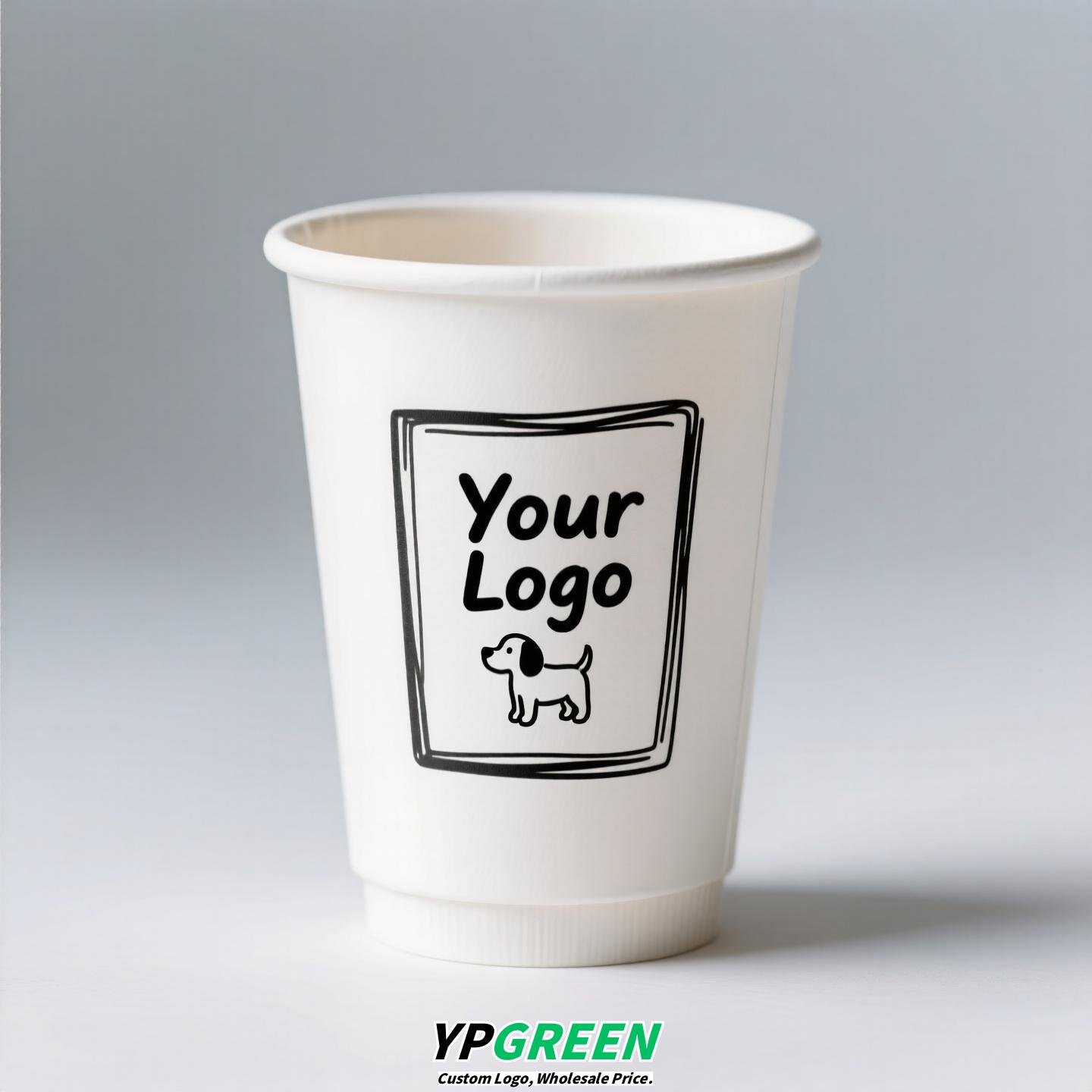 12oz 400ml Dog Pattern Double PE Coated Paper Cup | Hollow Insulated Coffee Cup | Cold & Hot Drink Disposable Cup