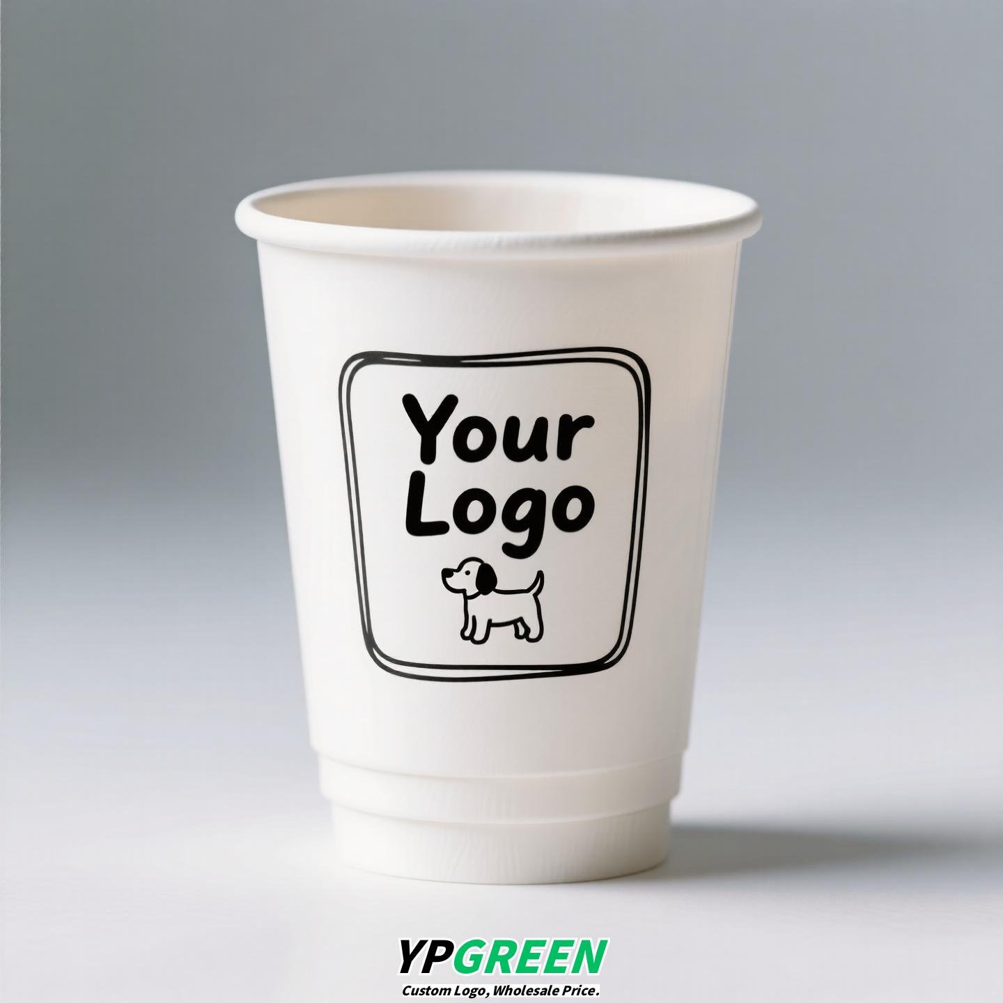 12oz 400ml Dog Pattern Double PE Coated Paper Cup | Hollow Insulated Coffee Cup | Cold & Hot Drink Disposable Cup