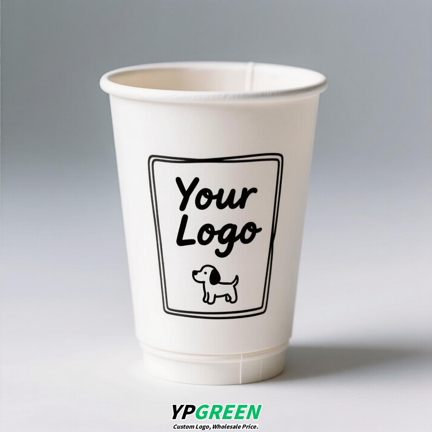 12oz 400ml Dog Pattern Double PE Coated Paper Cup | Hollow Insulated Coffee Cup | Cold & Hot Drink Disposable Cup