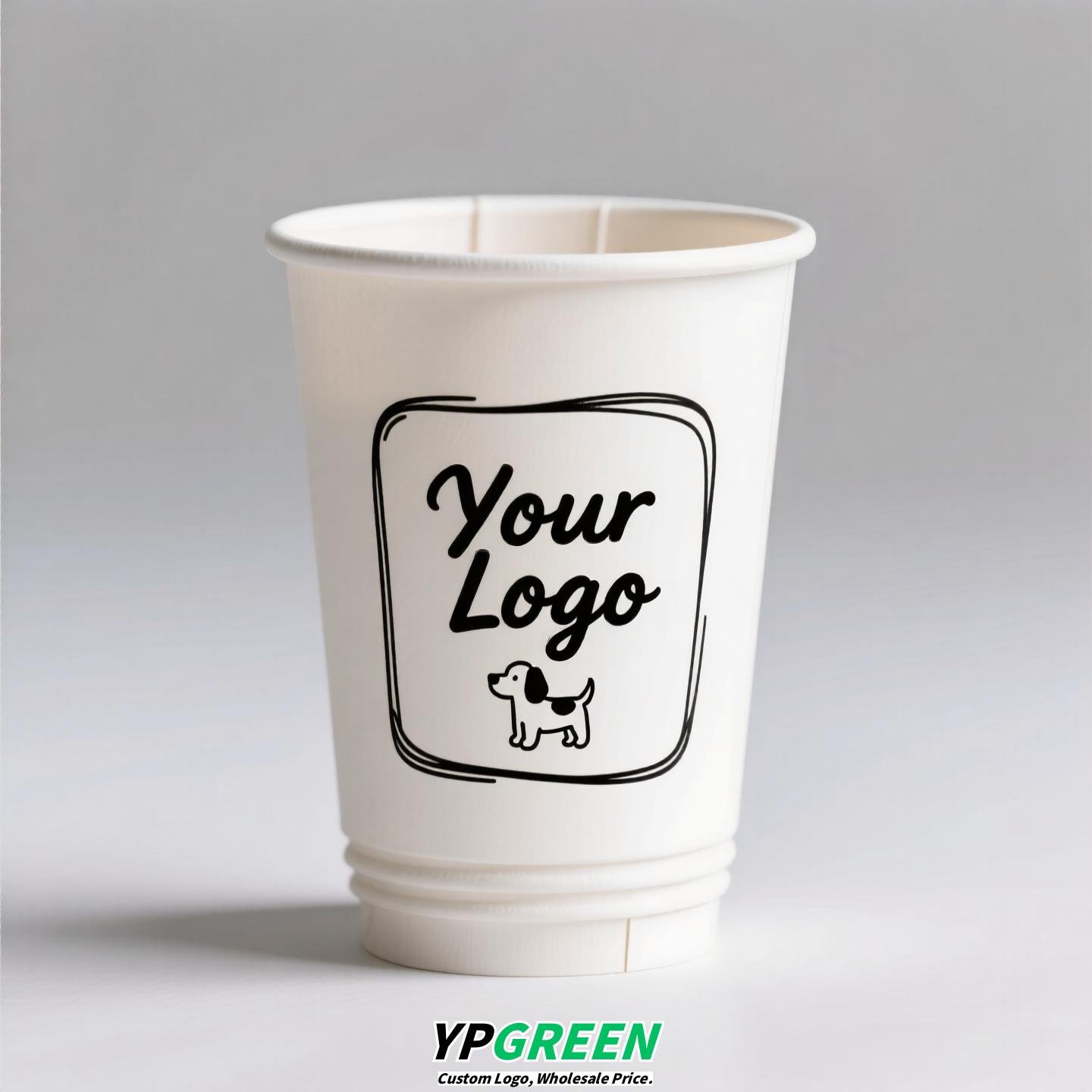 12oz 400ml Dog Pattern Double PE Coated Paper Cup | Hollow Insulated Coffee Cup | Cold & Hot Drink Disposable Cup