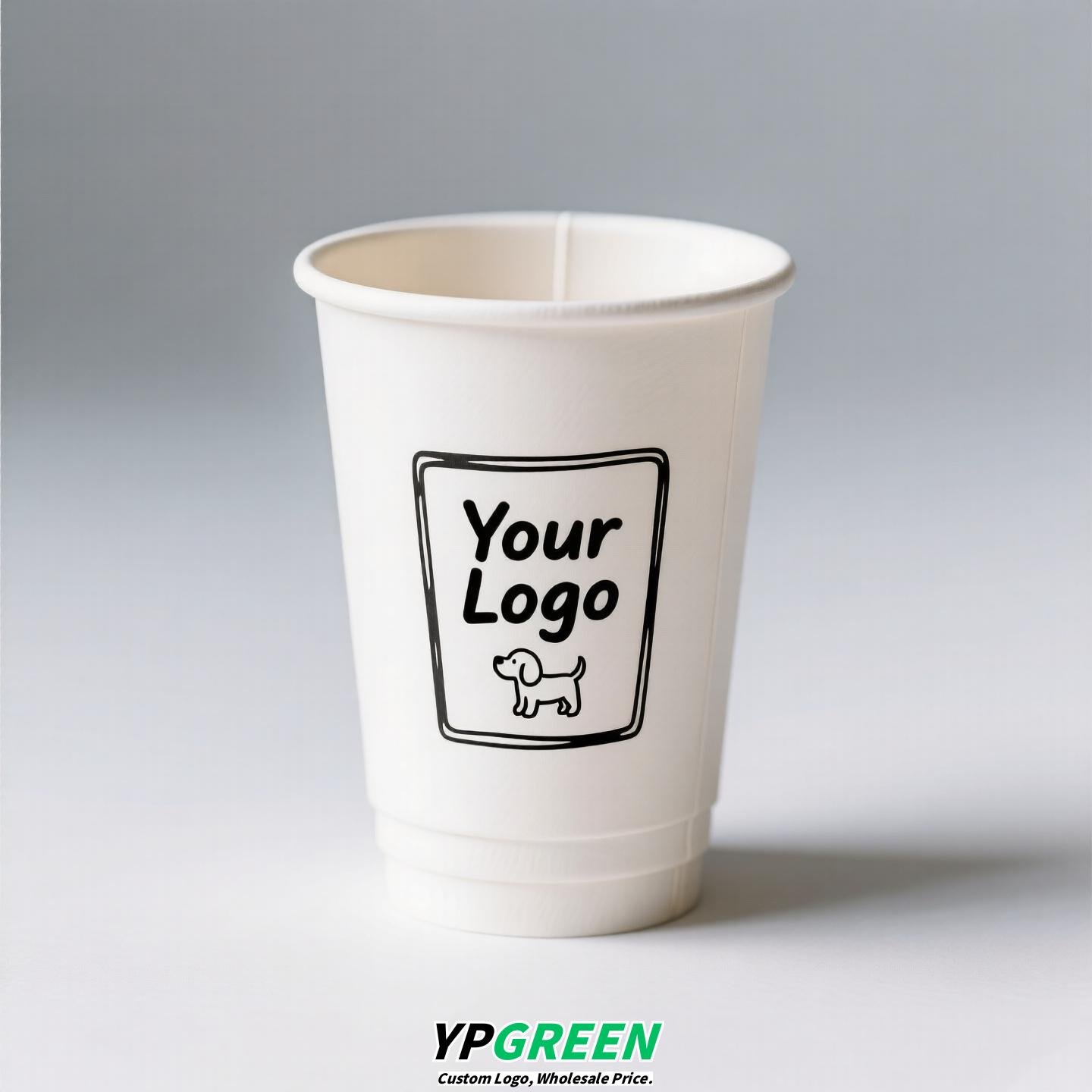 12oz 400ml Dog Pattern Double PE Coated Paper Cup | Hollow Insulated Coffee Cup | Cold & Hot Drink Disposable Cup