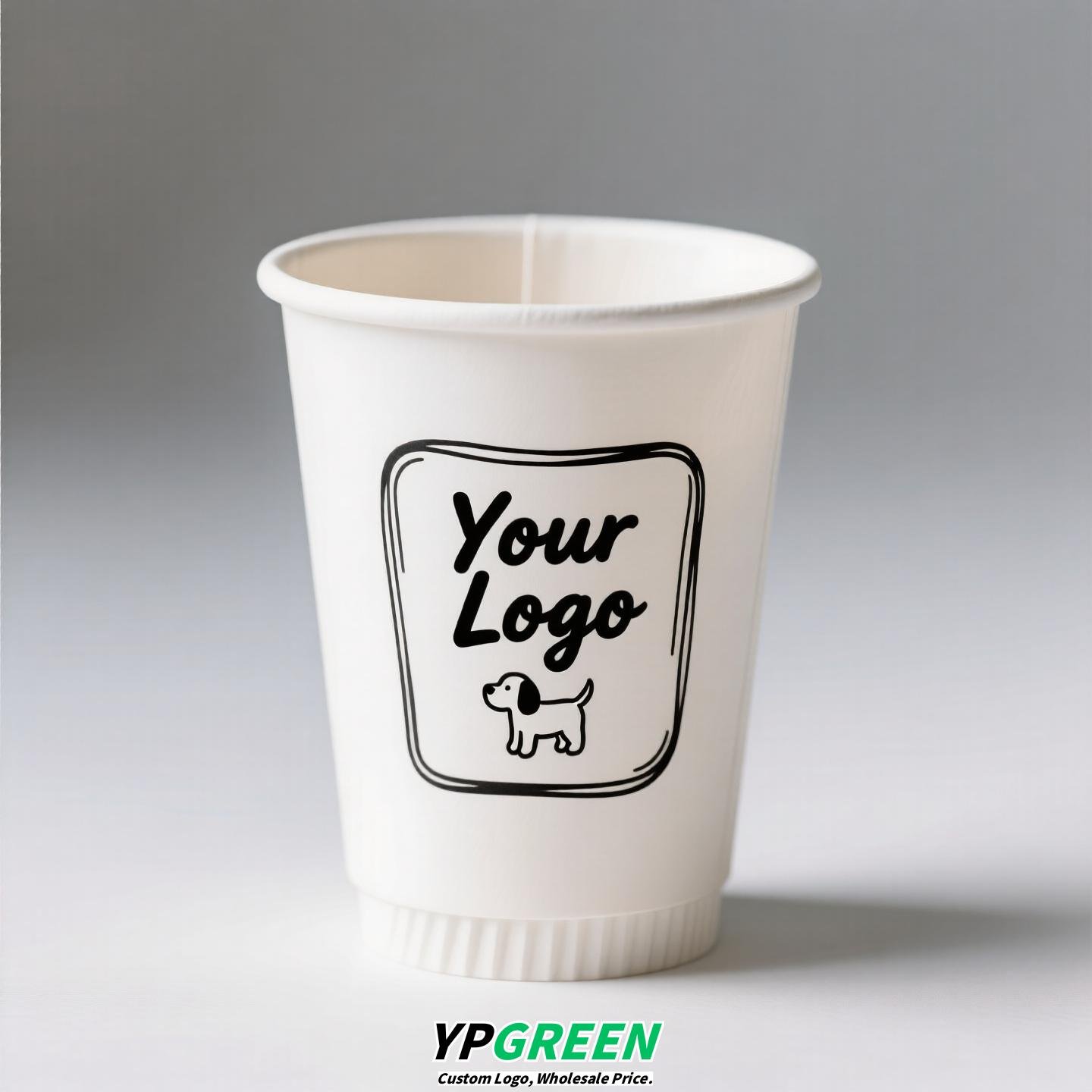 12oz 400ml Dog Pattern Double PE Coated Paper Cup | Hollow Insulated Coffee Cup | Cold & Hot Drink Disposable Cup