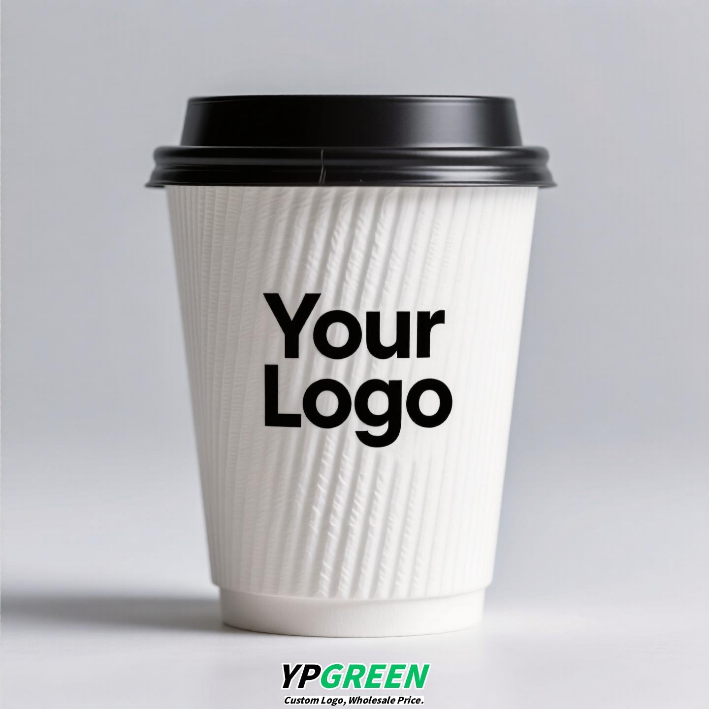 Embossed Stripe Double Wall Paper Cups | 280ml 380ml 400ml | Custom Logo, Thickened Food-Grade, Leak-Proof & Heat-Resistant