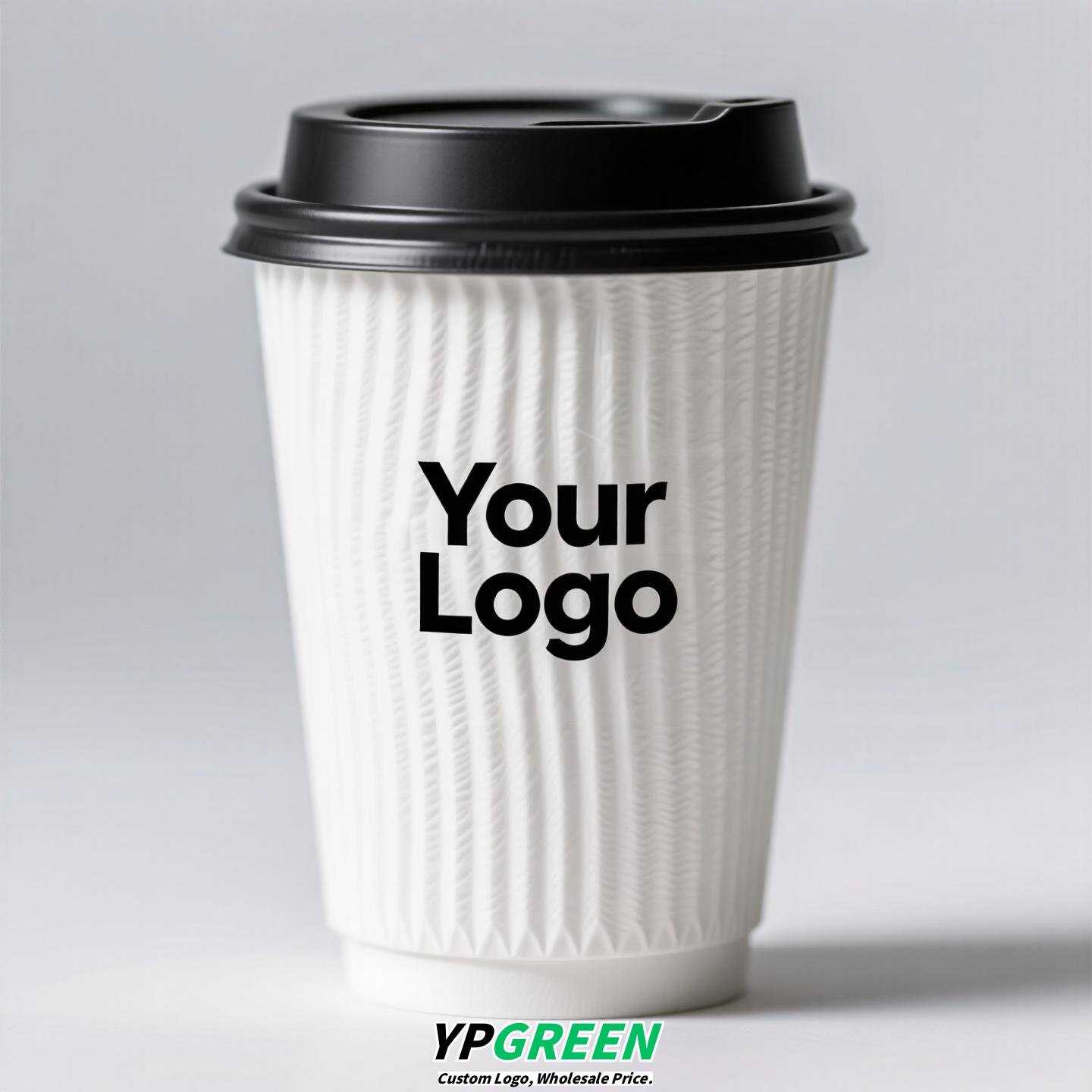Embossed Stripe Double Wall Paper Cups | 280ml 380ml 400ml | Custom Logo, Thickened Food-Grade, Leak-Proof & Heat-Resistant