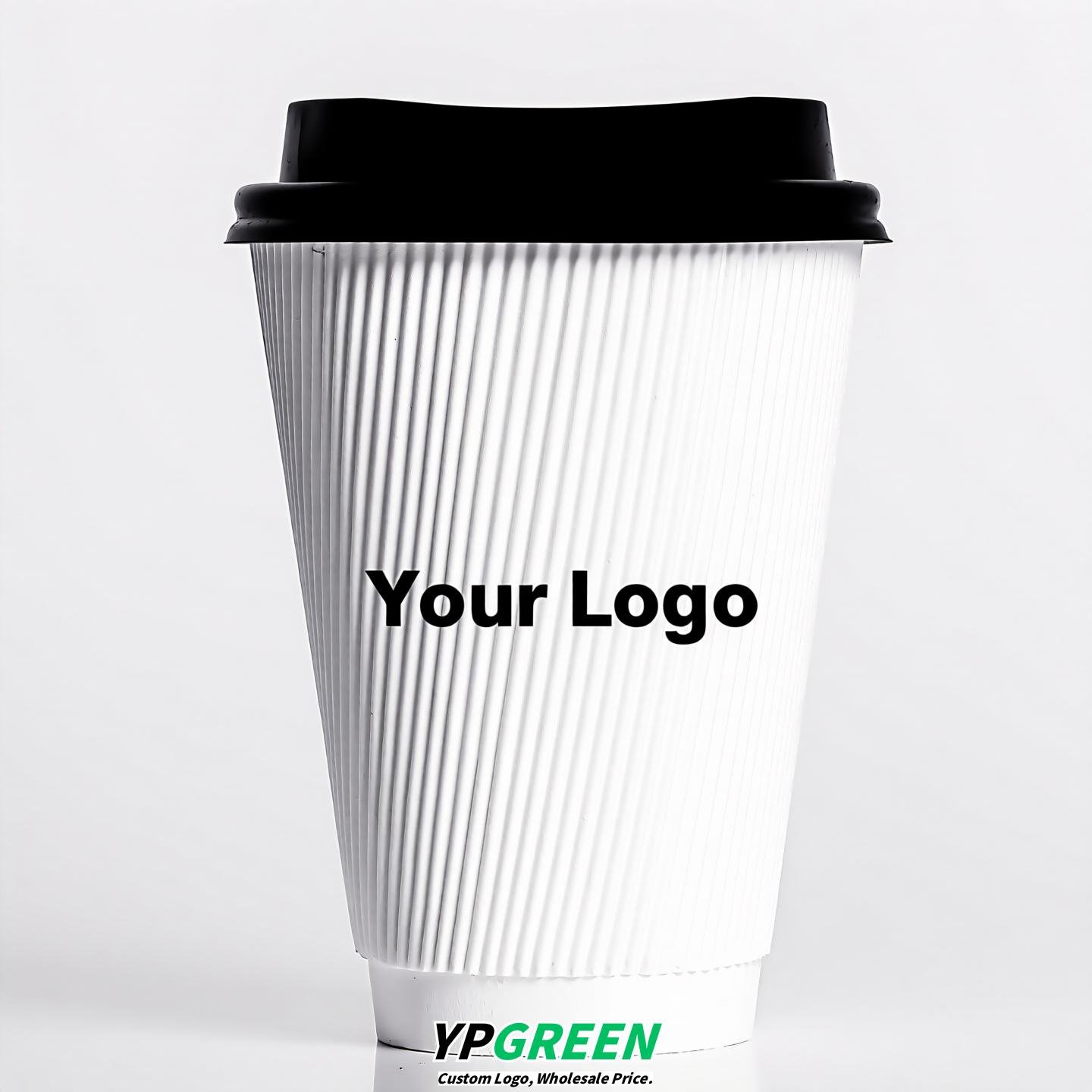 Embossed Stripe Double Wall Paper Cups | 280ml 380ml 400ml | Custom Logo, Thickened Food-Grade, Leak-Proof & Heat-Resistant