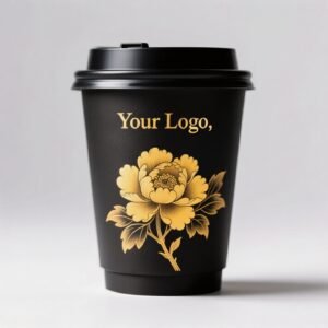 Disposable Tea Drink Paper Cup | Gold Stamping Chinese Style Design | Thickened Double-Laminated Hot & Cold Cup with Custom Logo Printing