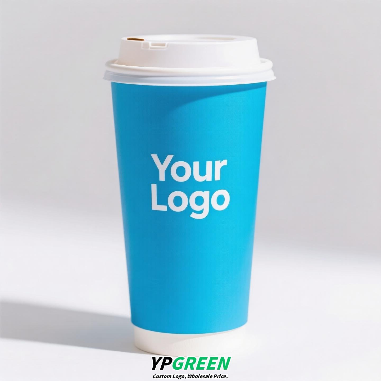 12oz 380ml Light Blue Hollow Coffee Paper Cup + Coffee Hand-Carry Tyvek Bag | Insulated Disposable Cup Set