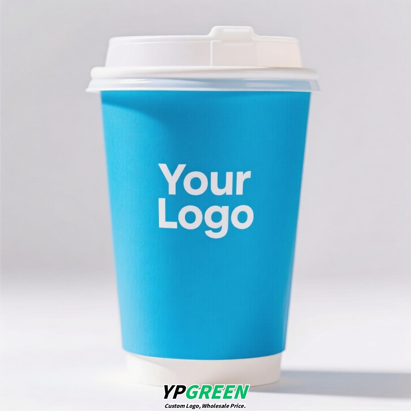 12oz 380ml Light Blue Hollow Coffee Paper Cup + Coffee Hand-Carry Tyvek Bag | Insulated Disposable Cup Set