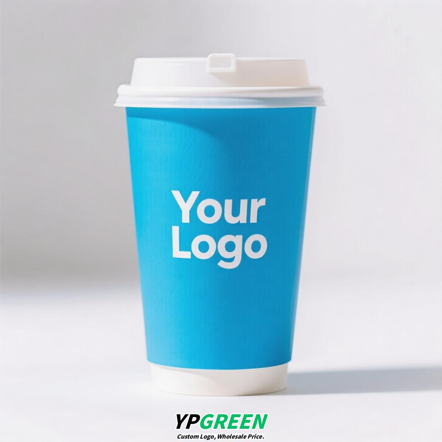 12oz 380ml Light Blue Hollow Coffee Paper Cup + Coffee Hand-Carry Tyvek Bag | Insulated Disposable Cup Set