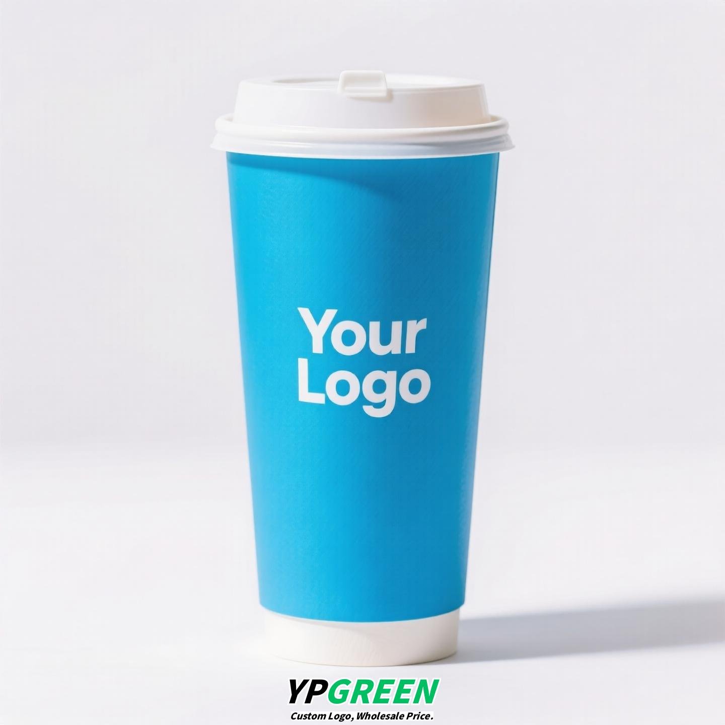 12oz 380ml Light Blue Hollow Coffee Paper Cup + Coffee Hand-Carry Tyvek Bag | Insulated Disposable Cup Set