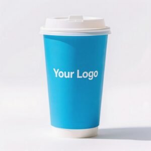 12oz 380ml Light Blue Hollow Coffee Paper Cup + Coffee Hand-Carry Tyvek Bag | Insulated Disposable Cup Set