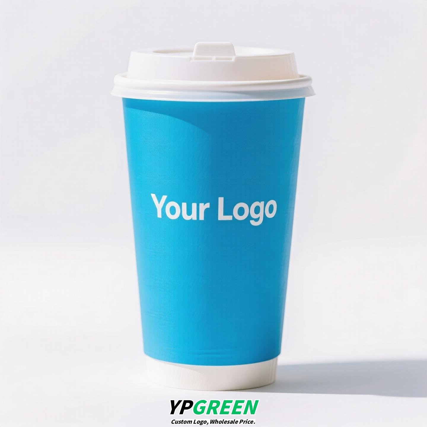 12oz 380ml Light Blue Hollow Coffee Paper Cup + Coffee Hand-Carry Tyvek Bag | Insulated Disposable Cup Set
