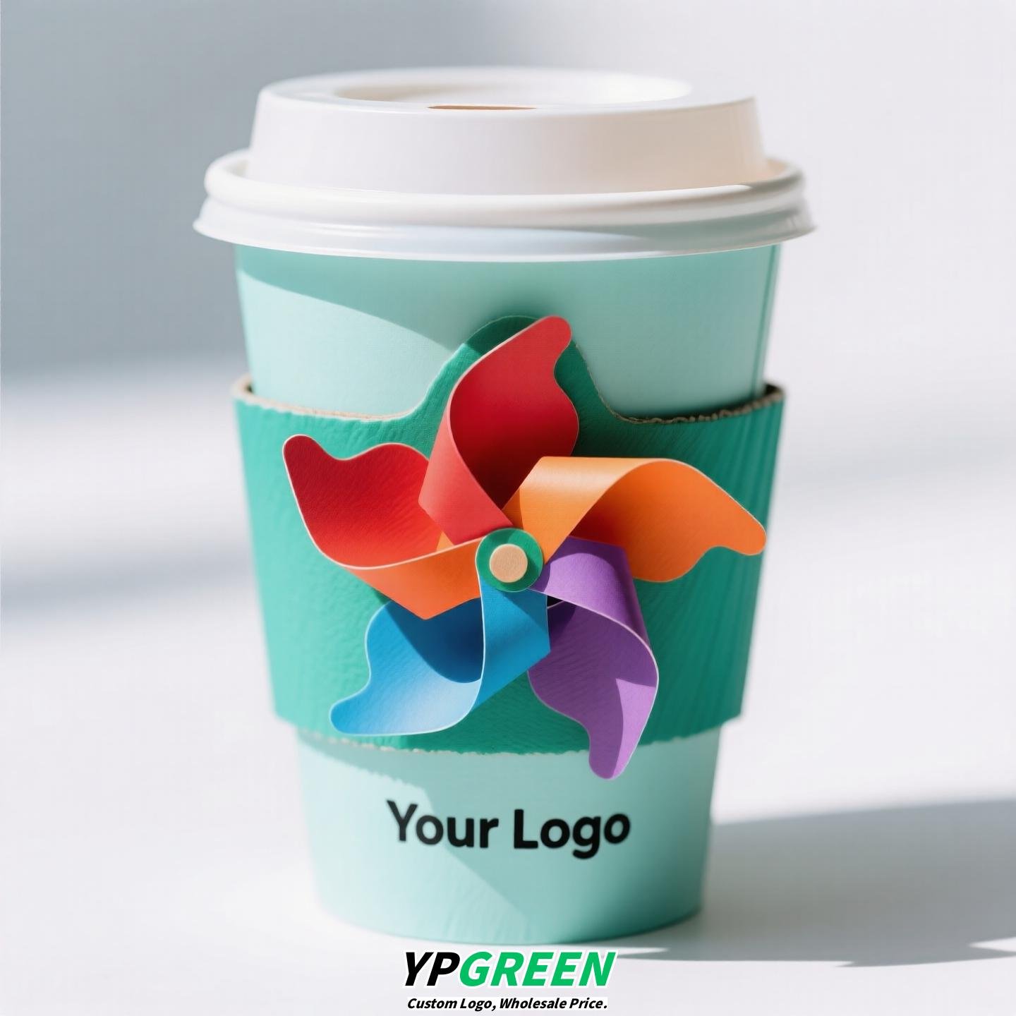 Trendy Creative Pinwheel Cup Sleeve | Sunflower & Kite Rotating Cup Holder | Cute Design for Coffee, Milk Tea & Lemon Tea