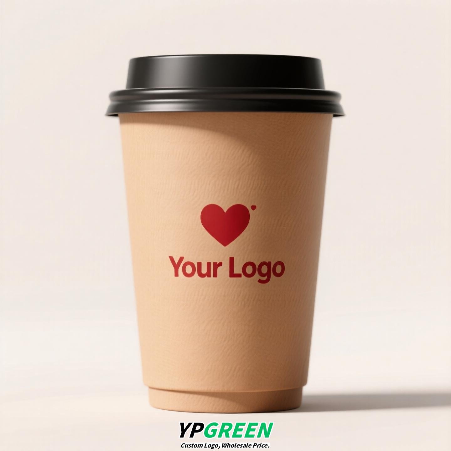 Heart Gold Stamping Disposable Paper Cup Factory - Eco Kraft Coffee Cup 280ml