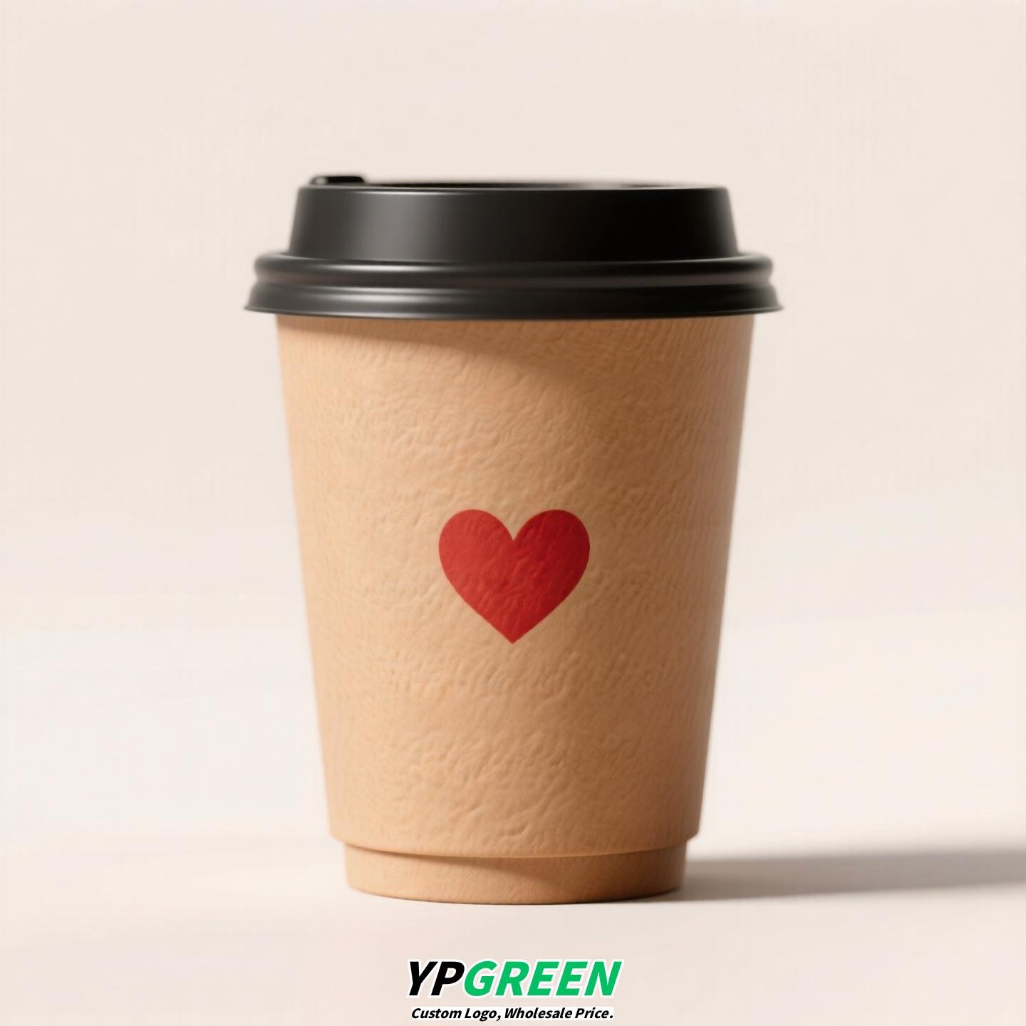 Heart Gold Stamping Disposable Paper Cup Factory - Eco Kraft Coffee Cup 280ml