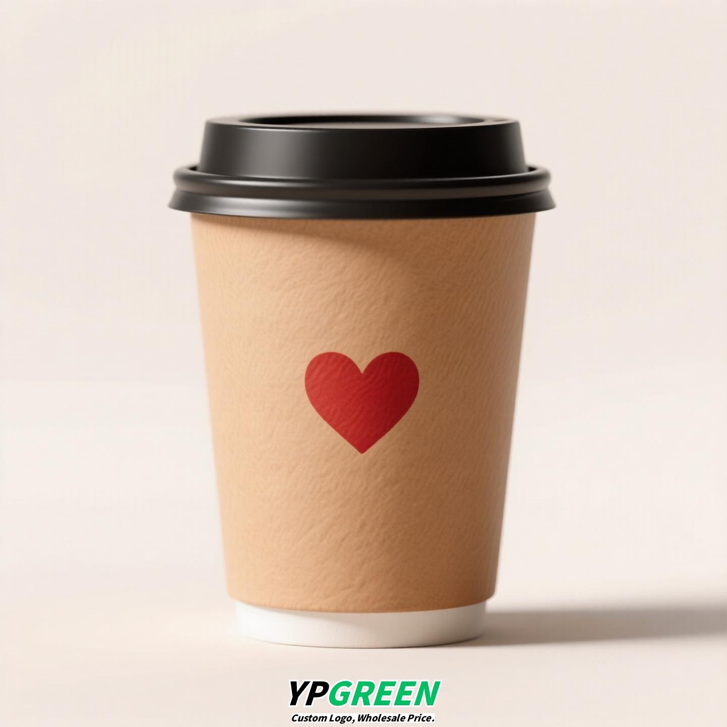 Heart Gold Stamping Disposable Paper Cup Factory - Eco Kraft Coffee Cup 280ml