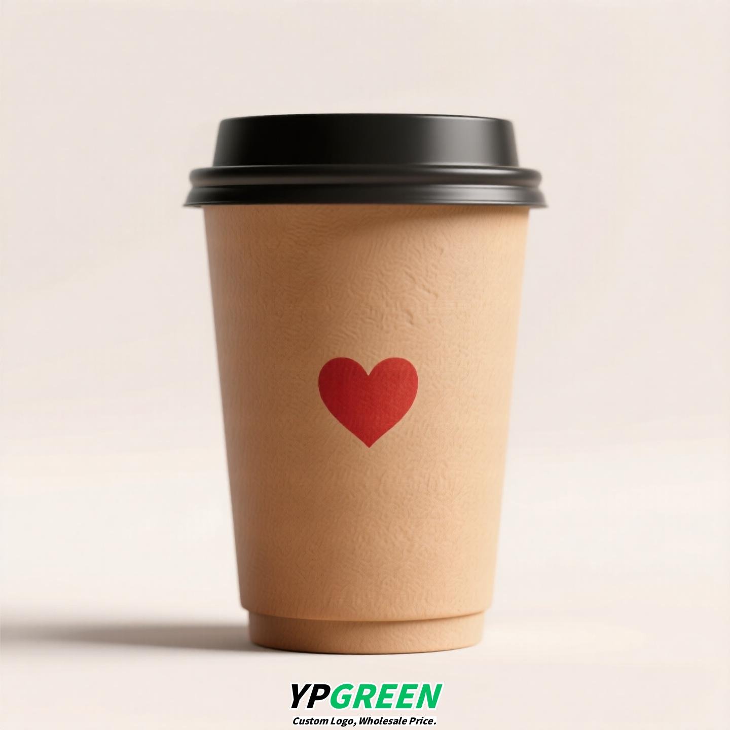 Heart Gold Stamping Disposable Paper Cup Factory - Eco Kraft Coffee Cup 280ml