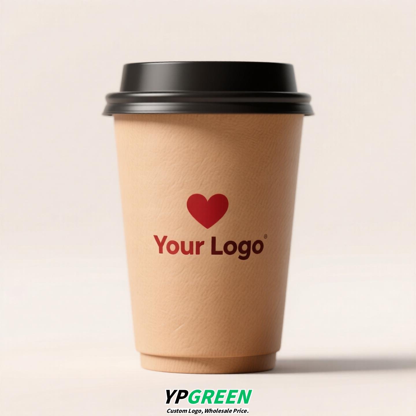 Heart Gold Stamping Disposable Paper Cup Factory - Eco Kraft Coffee Cup 280ml