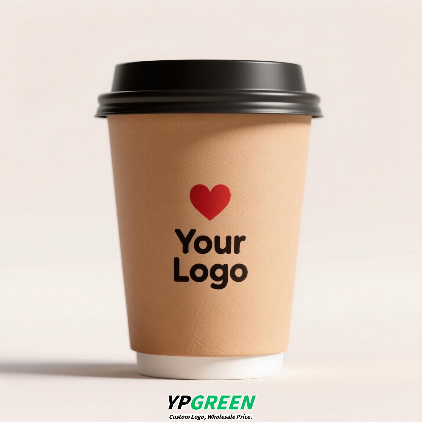 Heart Gold Stamping Disposable Paper Cup Factory - Eco Kraft Coffee Cup 280ml