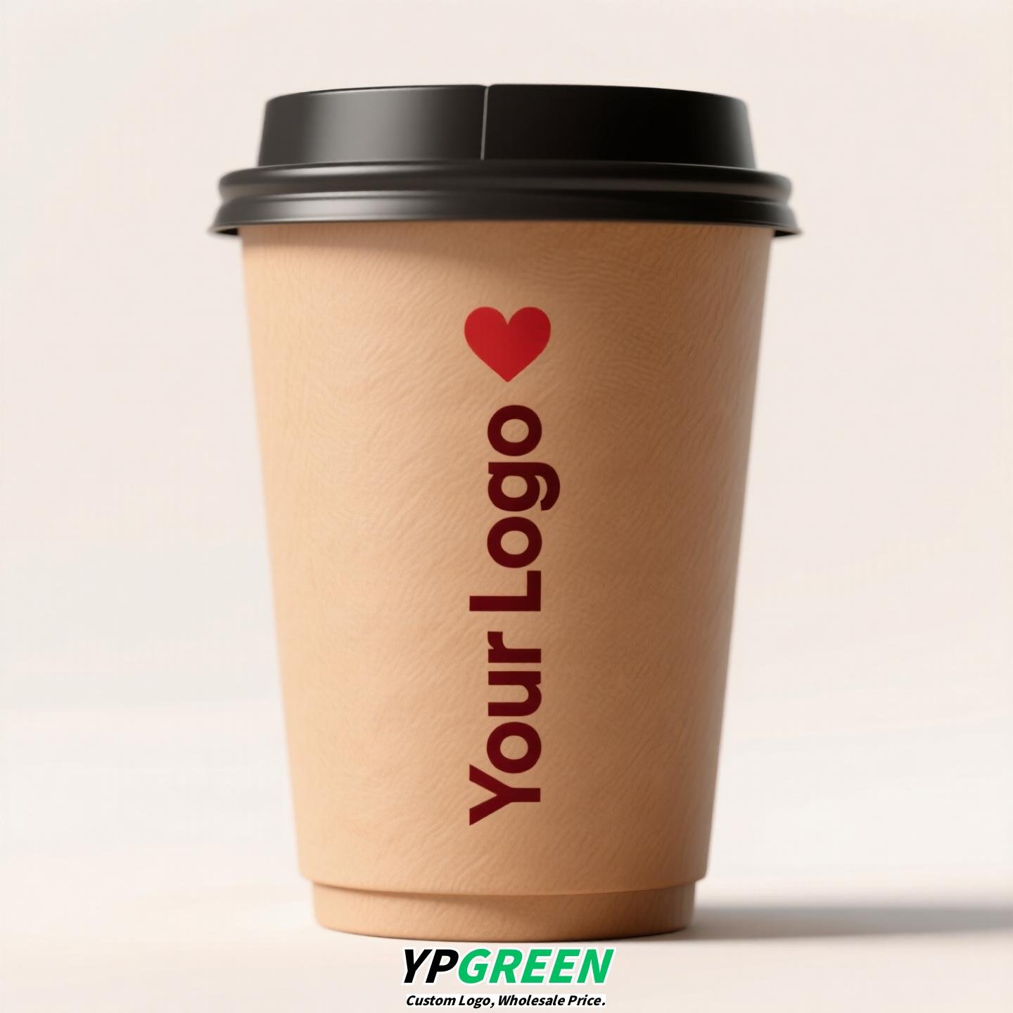 Heart Gold Stamping Disposable Paper Cup Factory - Eco Kraft Coffee Cup 280ml