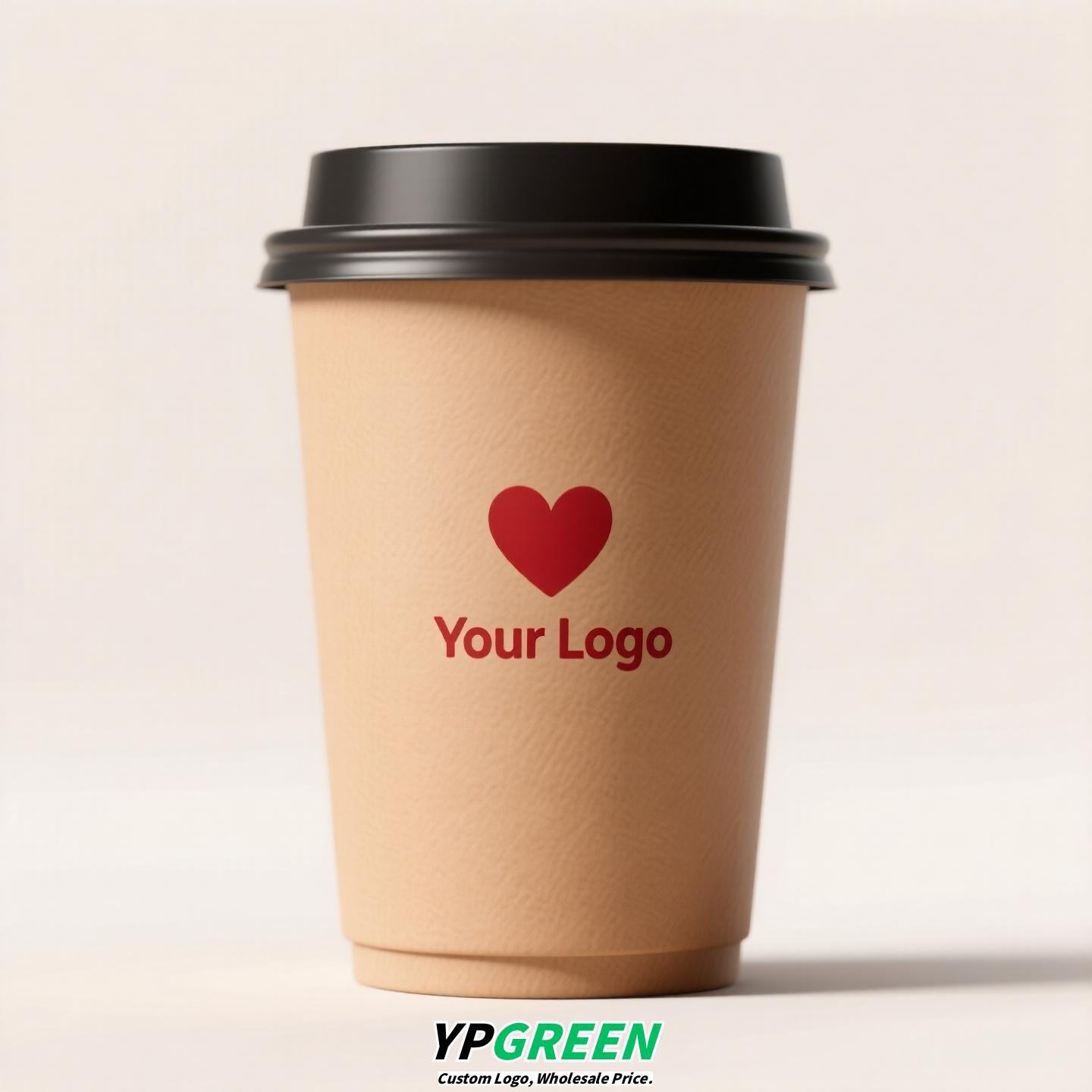 Heart Gold Stamping Disposable Paper Cup Factory - Eco Kraft Coffee Cup 280ml