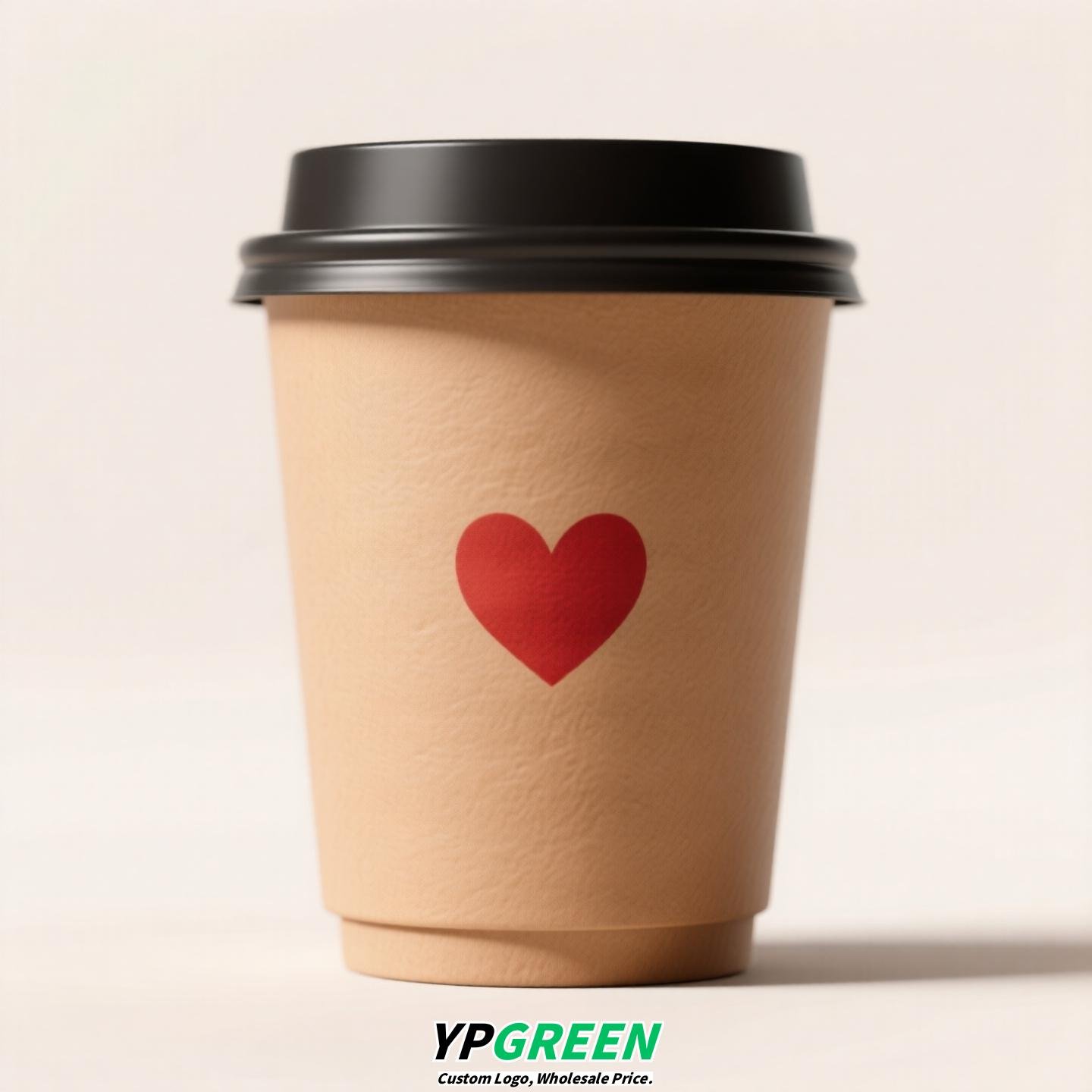 Heart Gold Stamping Disposable Paper Cup Factory - Eco Kraft Coffee Cup 280ml