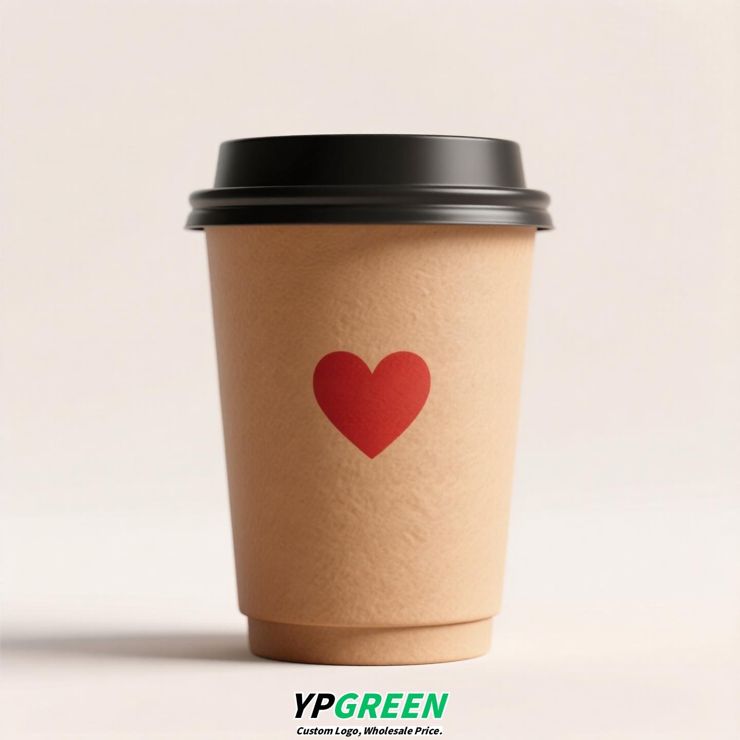 Heart Gold Stamping Disposable Paper Cup Factory - Eco Kraft Coffee Cup 280ml