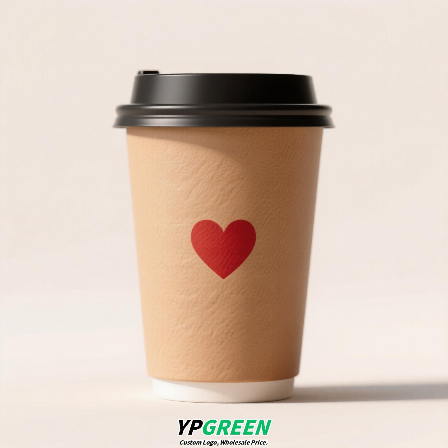 Heart Gold Stamping Disposable Paper Cup Factory - Eco Kraft Coffee Cup 280ml